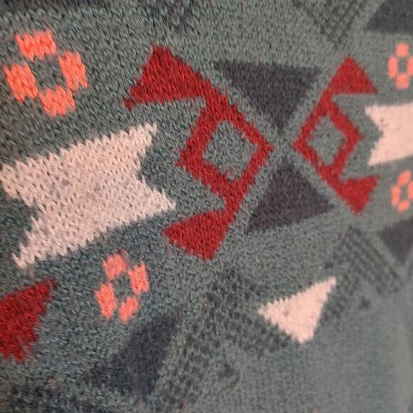 Hollister Size Small S Geometric Triangle Abstract Green Sweater Winter - Picture 9 of 9